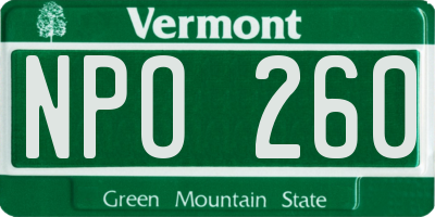VT license plate NPO260