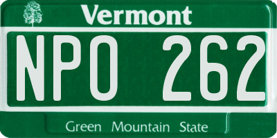VT license plate NPO262