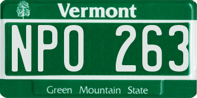 VT license plate NPO263