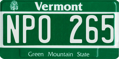 VT license plate NPO265