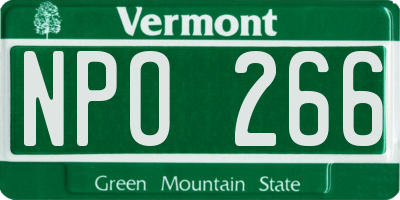 VT license plate NPO266