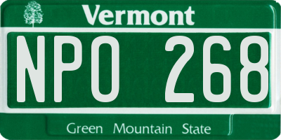 VT license plate NPO268