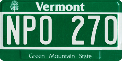 VT license plate NPO270