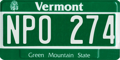 VT license plate NPO274