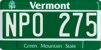 VT license plate NPO275