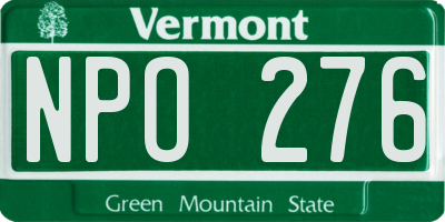 VT license plate NPO276