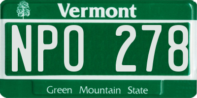 VT license plate NPO278