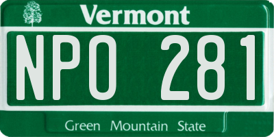 VT license plate NPO281