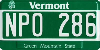 VT license plate NPO286