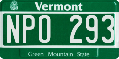 VT license plate NPO293