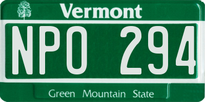 VT license plate NPO294