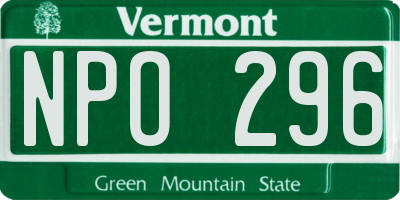VT license plate NPO296