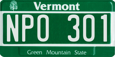 VT license plate NPO301