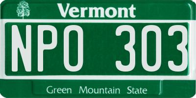 VT license plate NPO303