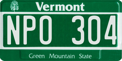 VT license plate NPO304