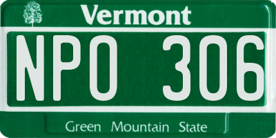 VT license plate NPO306