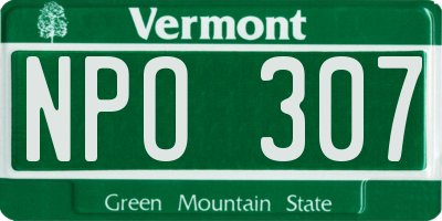 VT license plate NPO307