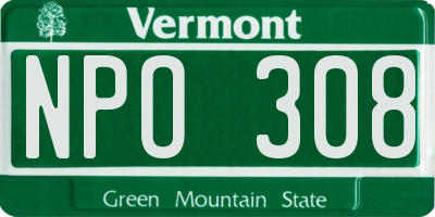 VT license plate NPO308