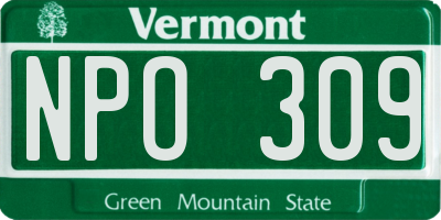 VT license plate NPO309