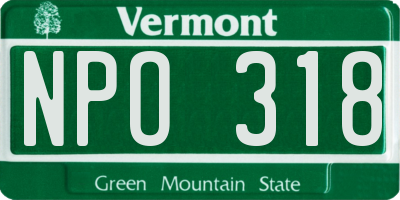 VT license plate NPO318