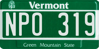 VT license plate NPO319