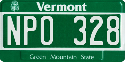 VT license plate NPO328