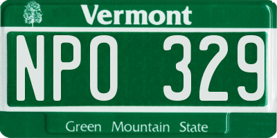 VT license plate NPO329