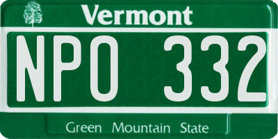 VT license plate NPO332