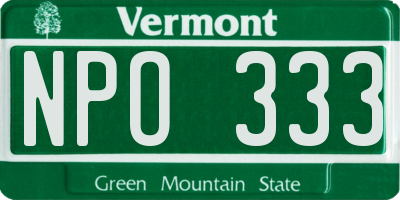 VT license plate NPO333