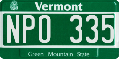 VT license plate NPO335