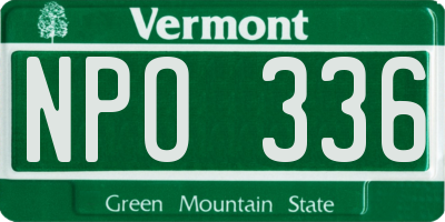 VT license plate NPO336