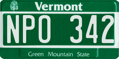 VT license plate NPO342