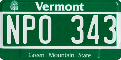VT license plate NPO343