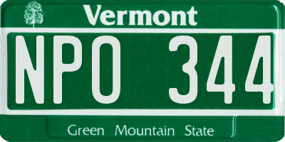 VT license plate NPO344