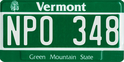 VT license plate NPO348