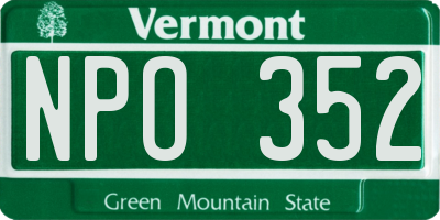 VT license plate NPO352