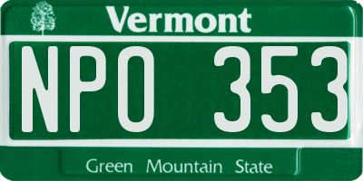 VT license plate NPO353
