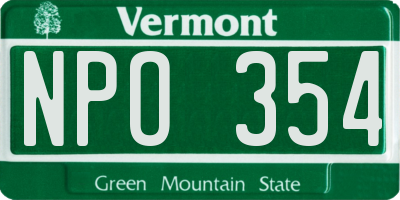 VT license plate NPO354
