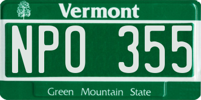 VT license plate NPO355