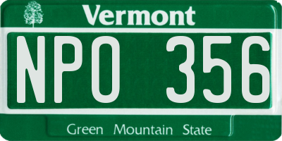 VT license plate NPO356