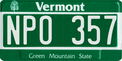 VT license plate NPO357