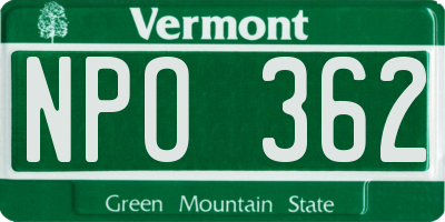 VT license plate NPO362