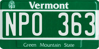 VT license plate NPO363