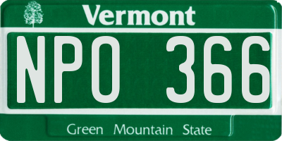 VT license plate NPO366