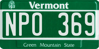 VT license plate NPO369