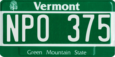 VT license plate NPO375
