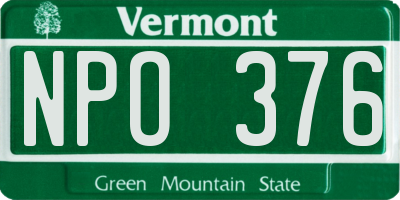 VT license plate NPO376