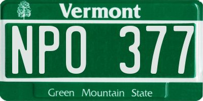 VT license plate NPO377