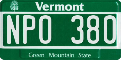 VT license plate NPO380
