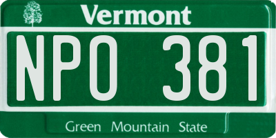 VT license plate NPO381